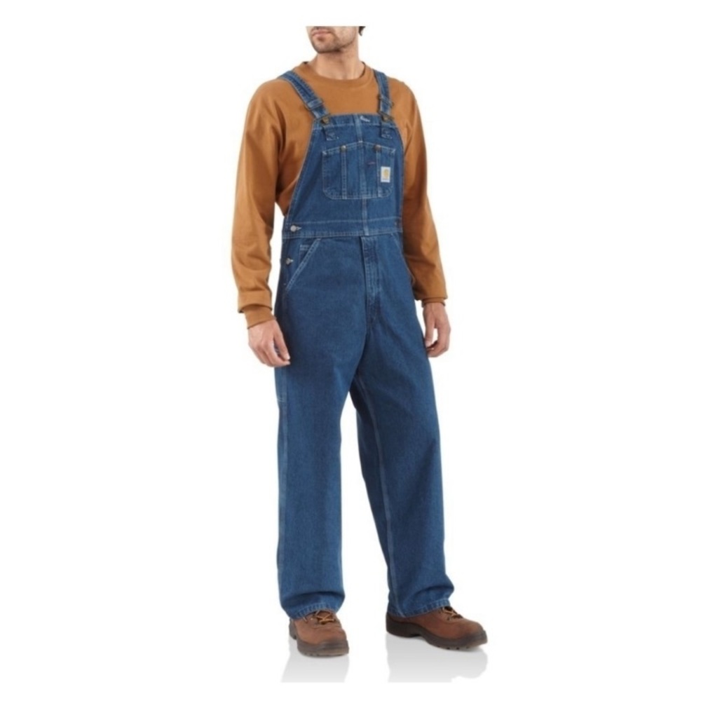Mens Carhartt Washed Denim Bib Overalls 48/27